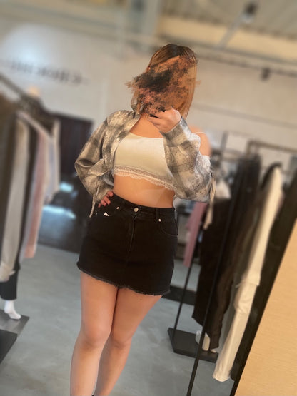 GYDA ドロストショートGRUNGEチェックシャツ