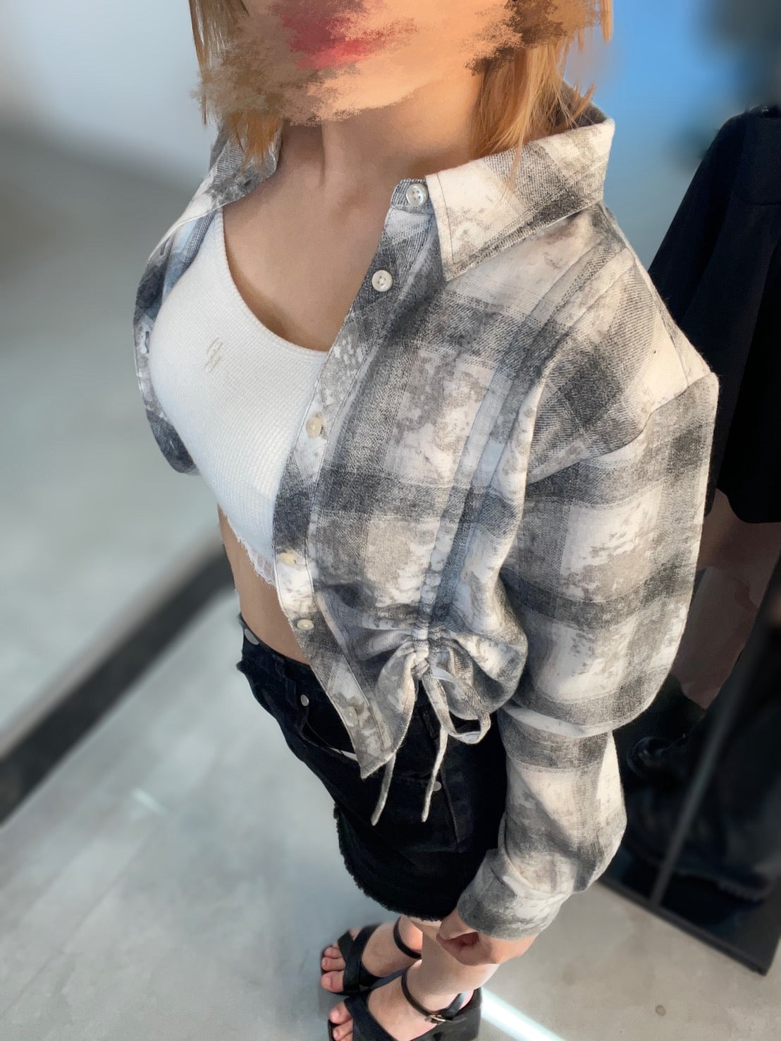 GYDA ドロストショートGRUNGEチェックシャツ