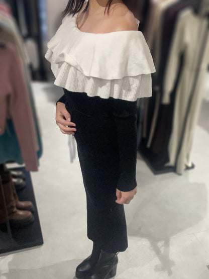 RESEXXY フリルタイトニットワンピース