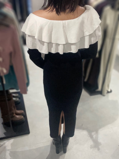 RESEXXY フリルタイトニットワンピース