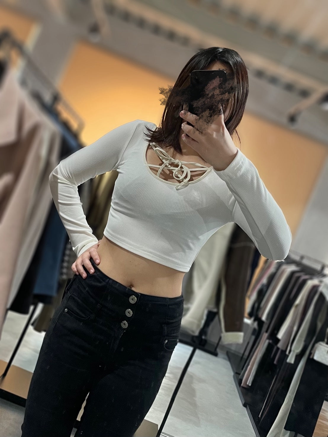 GYDA 2WAY レースアップラメテレコトップス