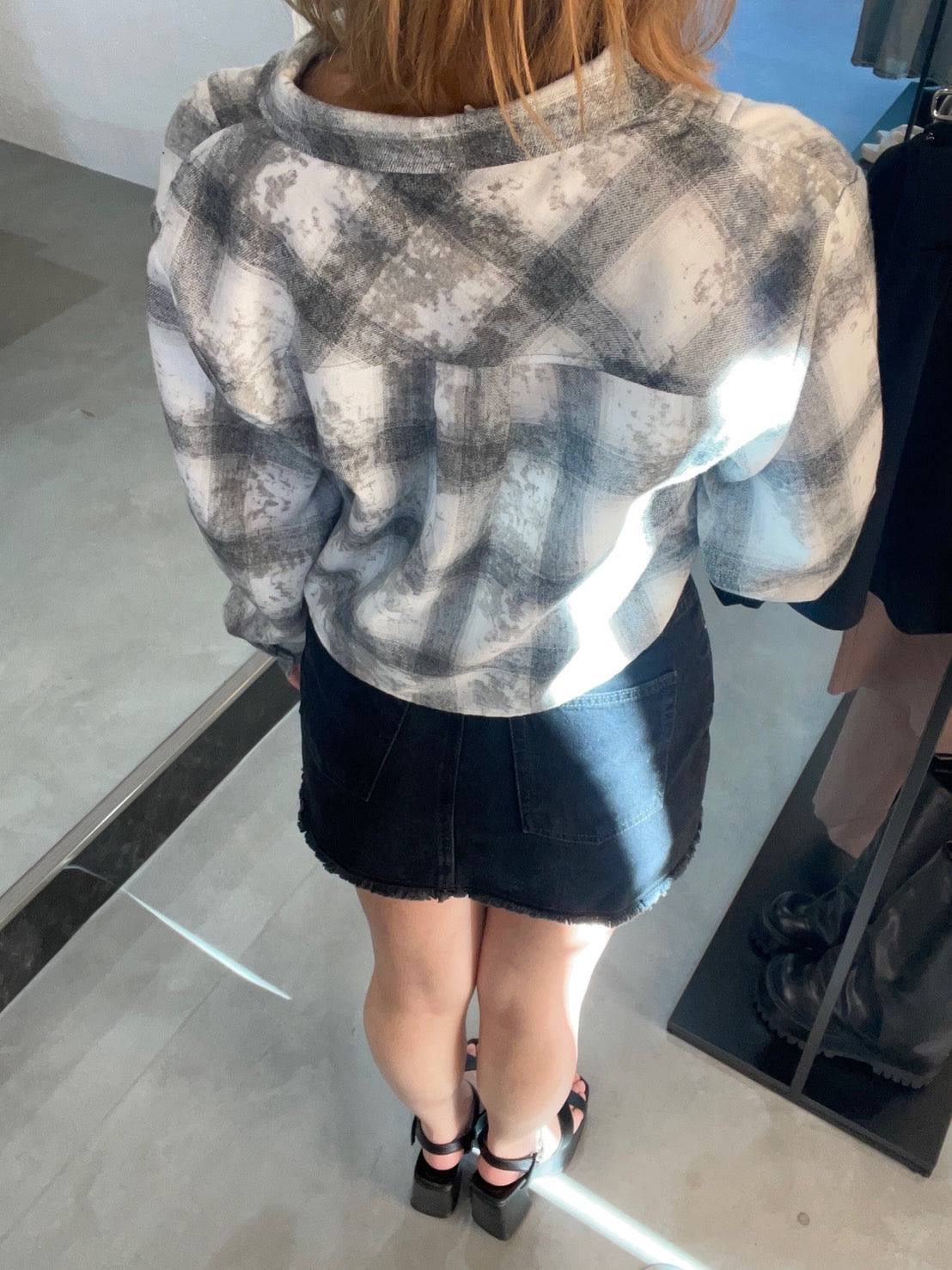 GYDA ドロストショートGRUNGEチェックシャツ